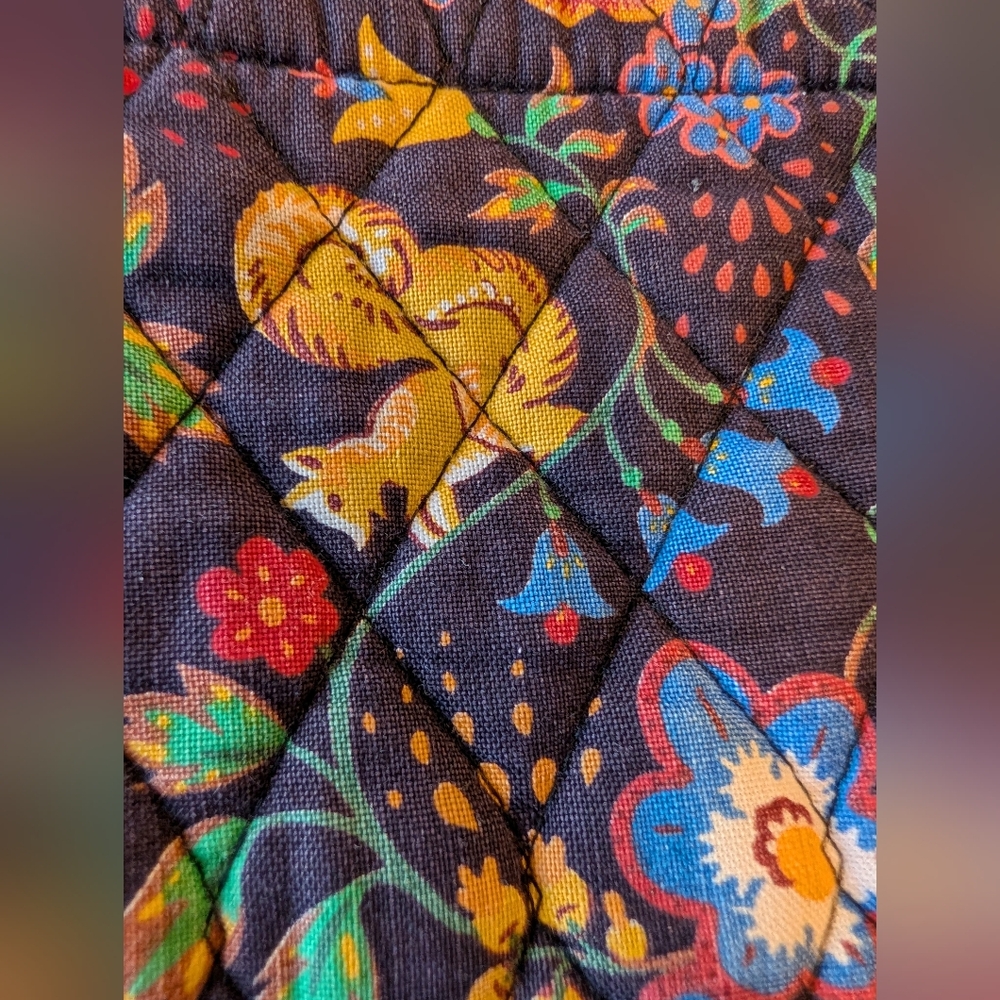 Vera Bradley Tavern On The Green Vintage 90s Cotton Quilted Tote - Picture 4 of 13